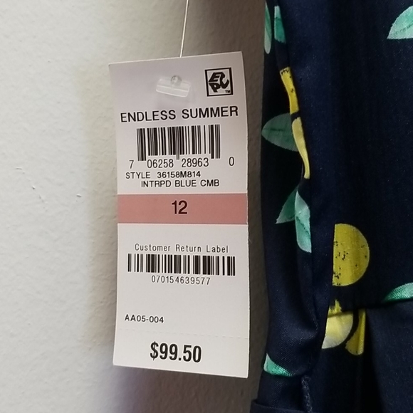 Charter Club Navy with yellow Lemons A-line Dress - Picture 4 of 7